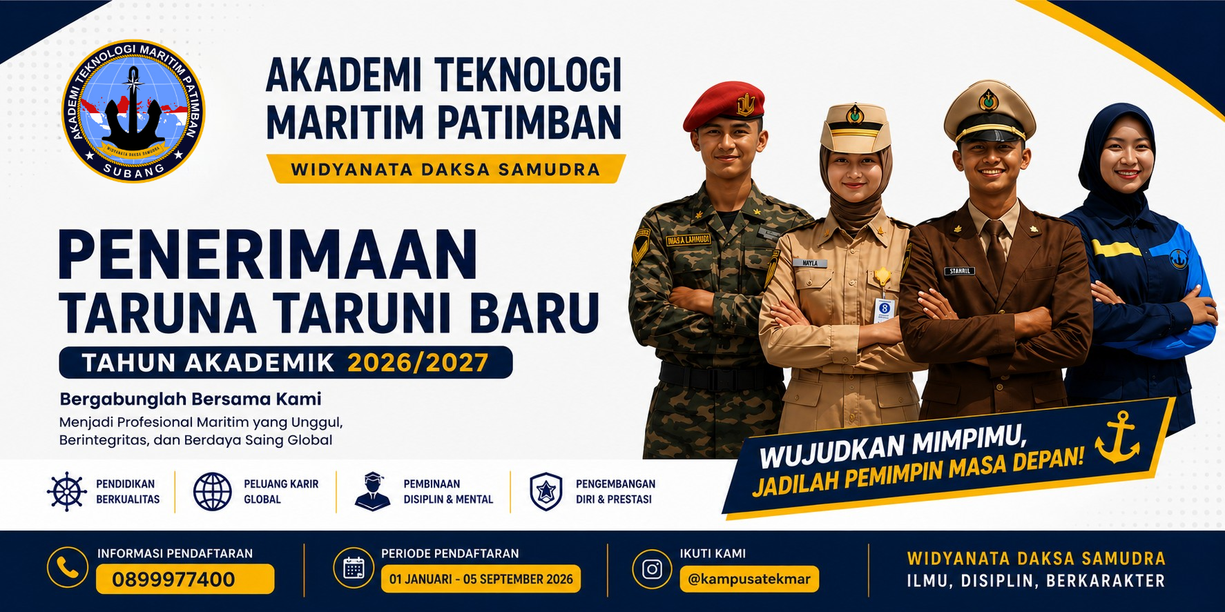 Penerimaan taruna taruni baru ATEKMAR tahun akademik 2026/2027